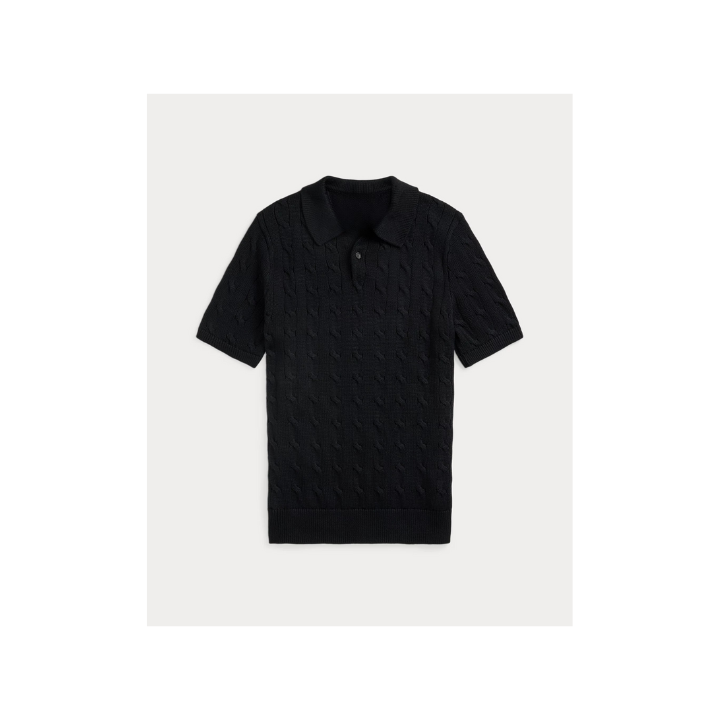 RL Cable-Knit Cotton Polo Shirt