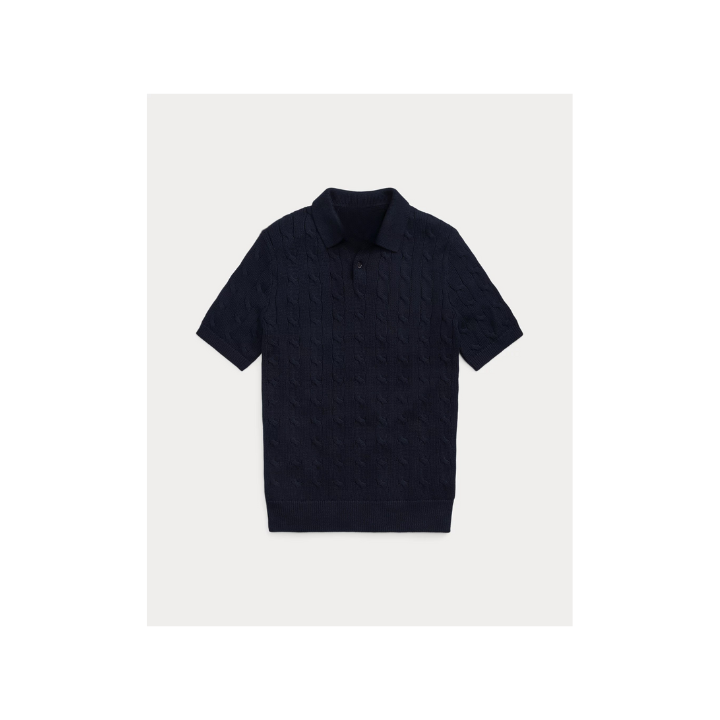 RL Cable-Knit Cotton Polo Shirt