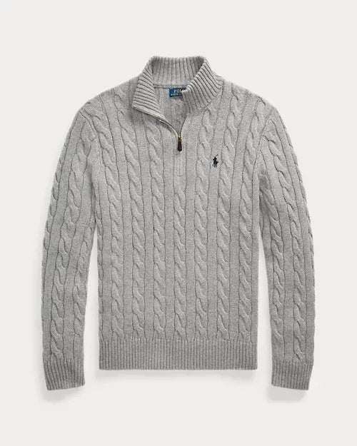 Classic RL Cable-Knit Cotton Jumper with Zip Collar