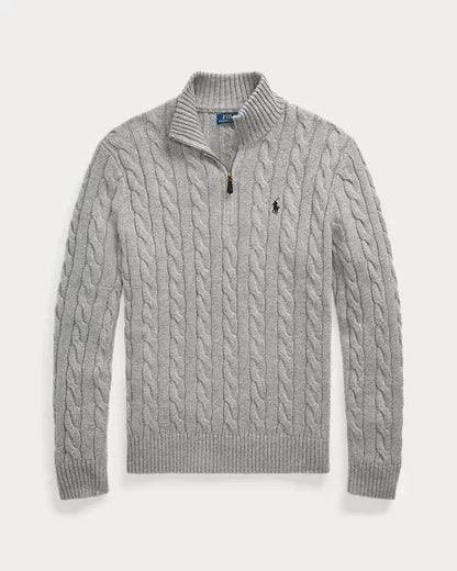 Classic RL Cable-Knit Cotton Jumper with Zip Collar