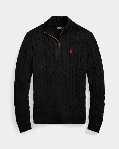 Classic RL Cable-Knit Cotton Jumper with Zip Collar