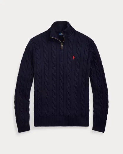 Classic RL Cable-Knit Cotton Jumper with Zip Collar