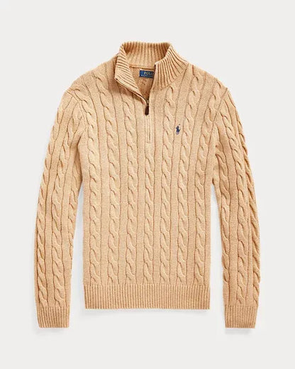 Classic RL Cable-Knit Cotton Jumper with Zip Collar