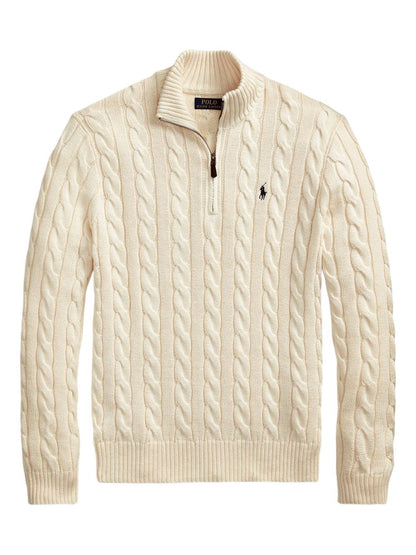 Classic RL Cable-Knit Cotton Jumper with Zip Collar